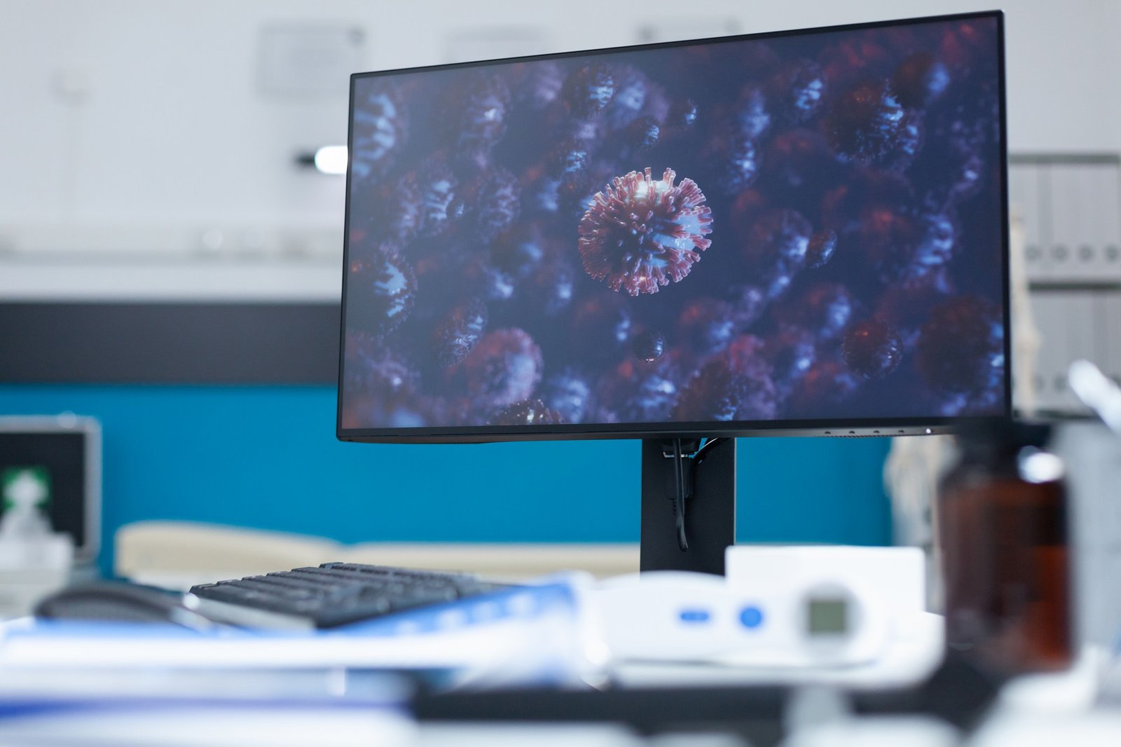 Flackernder Monitor auf einem Schreibtisch