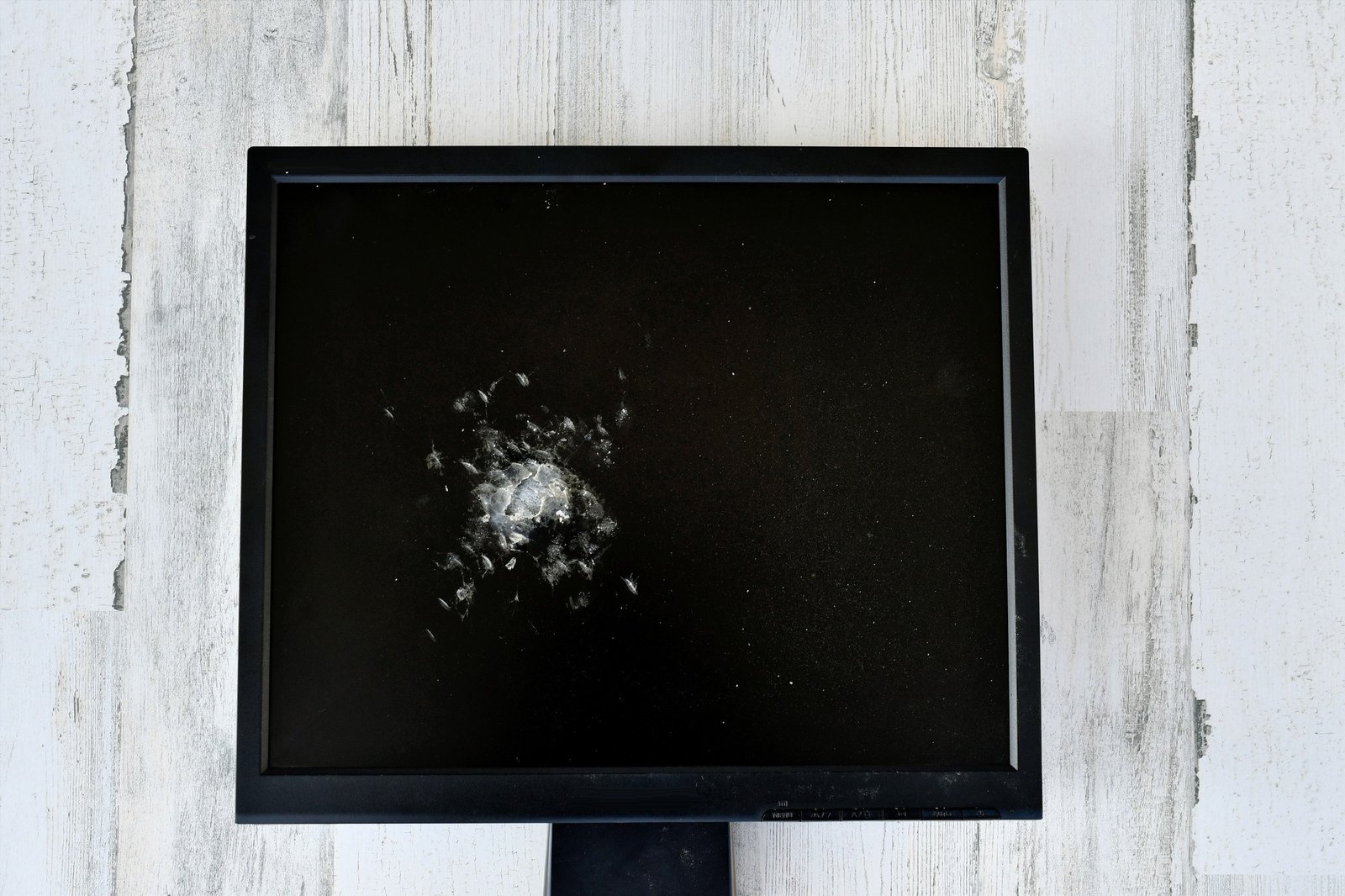Alter Monitor mit sichtbaren Displayschäden